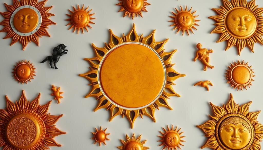    Искусственное изображение Солнца в различных мифологиях и культурах, символизирующее жизнь, энергию и самовыражение.