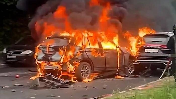 Взрыва машины в Балашихе. Обложка © Telegram / SHOT