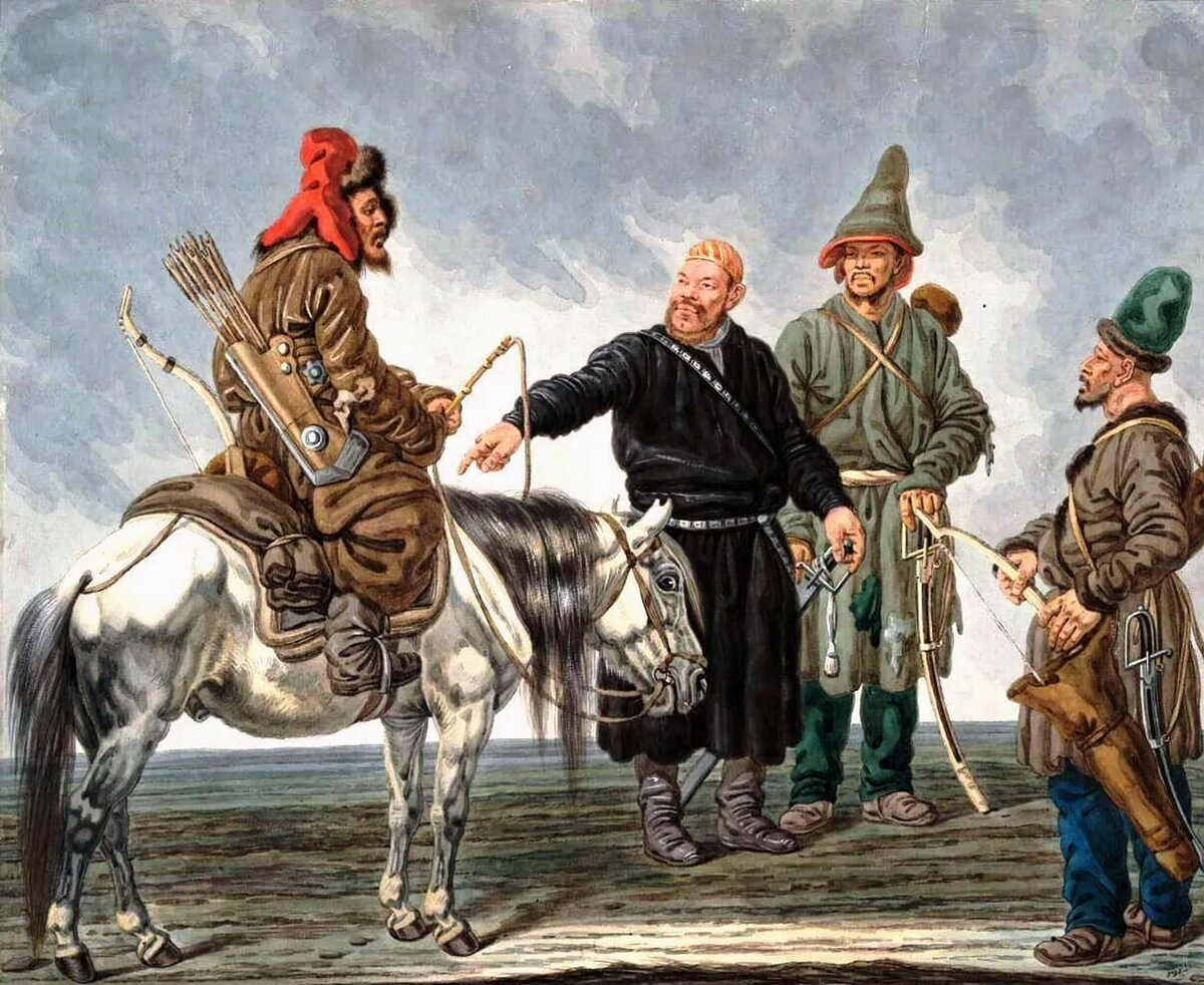 «Башкирские воины». Немецкая графика, 1813 г.