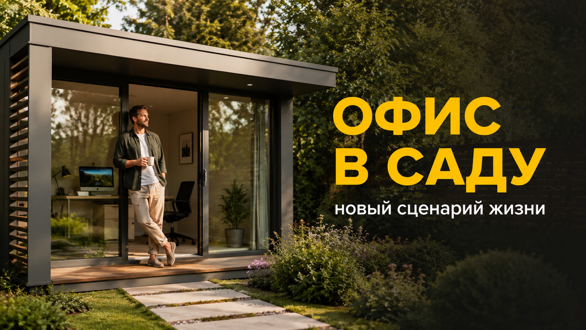 Офис в саду на природе
