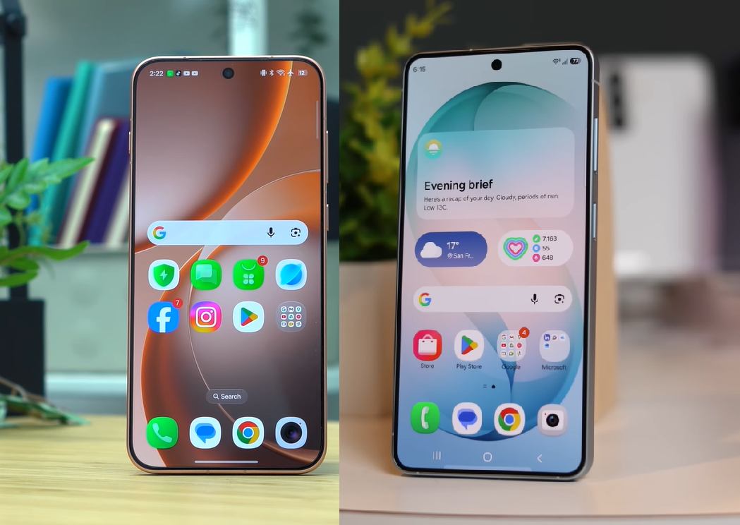 OPPO Find X9s слева и Galaxy S26 справа