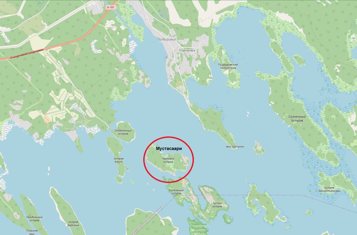 Карта располажения острова Мустасаари