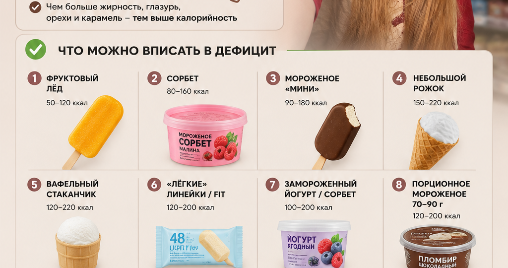 Подборка мороженного из Пятерочки для худеющих