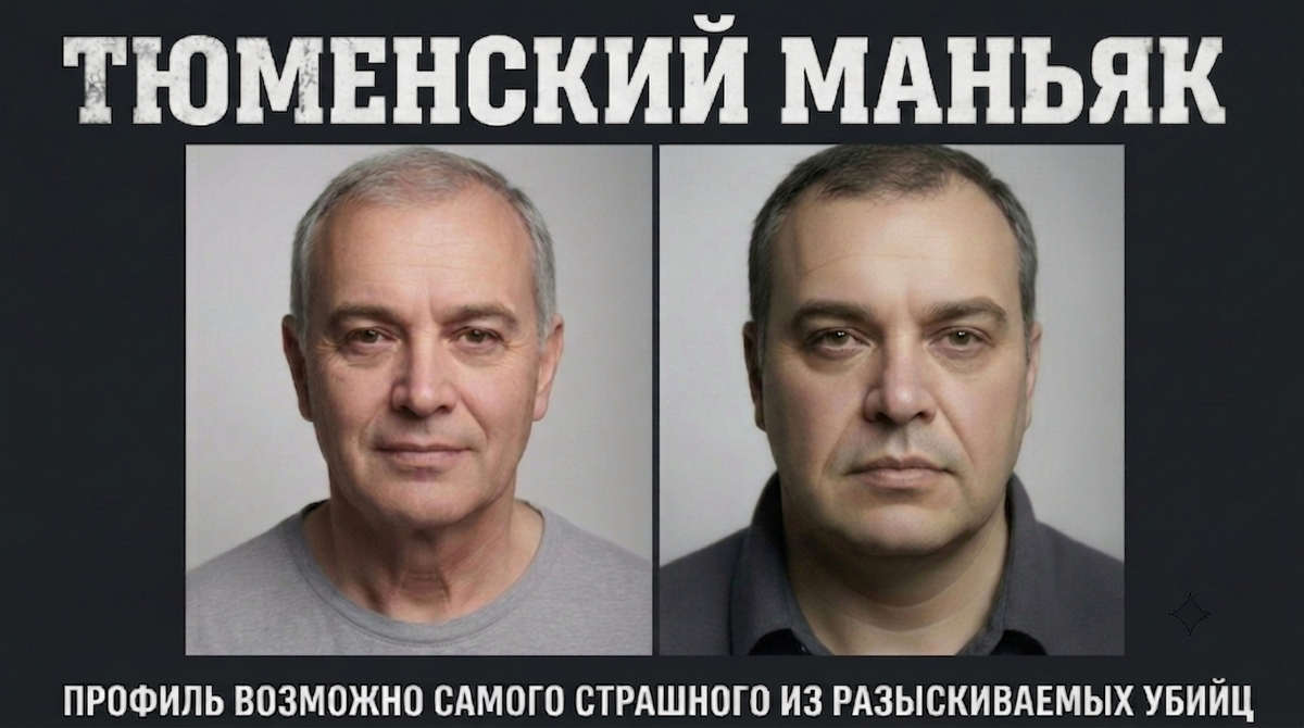 как может выглядеть сегодня тюменский маньяк: результат совмещения и состаривания трех имеющихся фотороботов