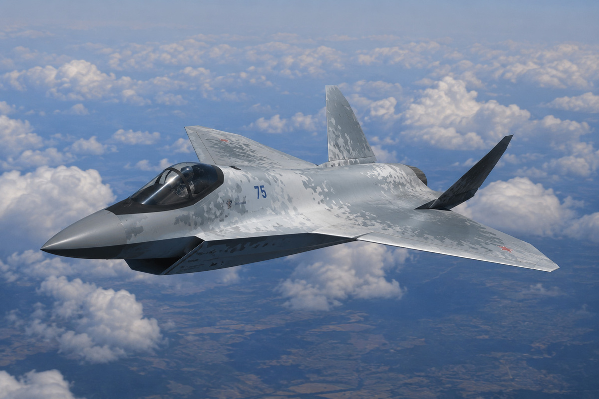 Су-75 позиционируется как однодвигательный истребитель пятого поколения, пишут СМИ.  Фото: Изображение сгенерировано с помощью ИИ / Маргарита Неклюдова