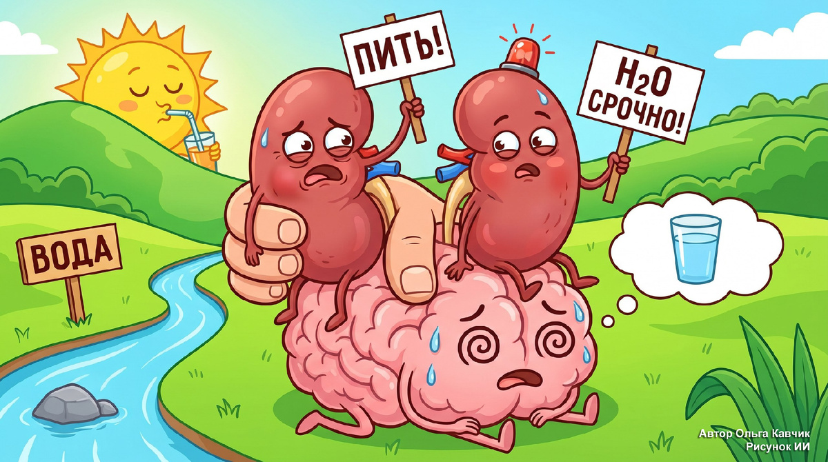 Боль - это реакция вашего организма, глас вашему разуму - Ау! У меня проблемы! По другому он не может, нет у него симки и вайфая сообщение вам отправить и достучатся до вас. Рисунок Ольги Кавчик с помощью ИИ. 