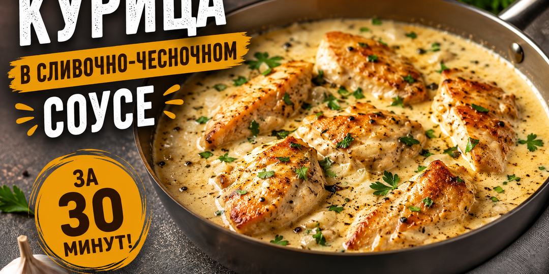 Курица в сливочно-чесночном соусе за 30 минут