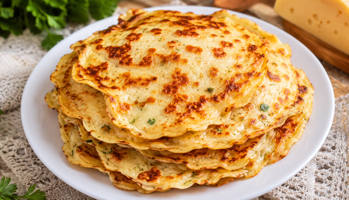 Сырные блины с зеленью