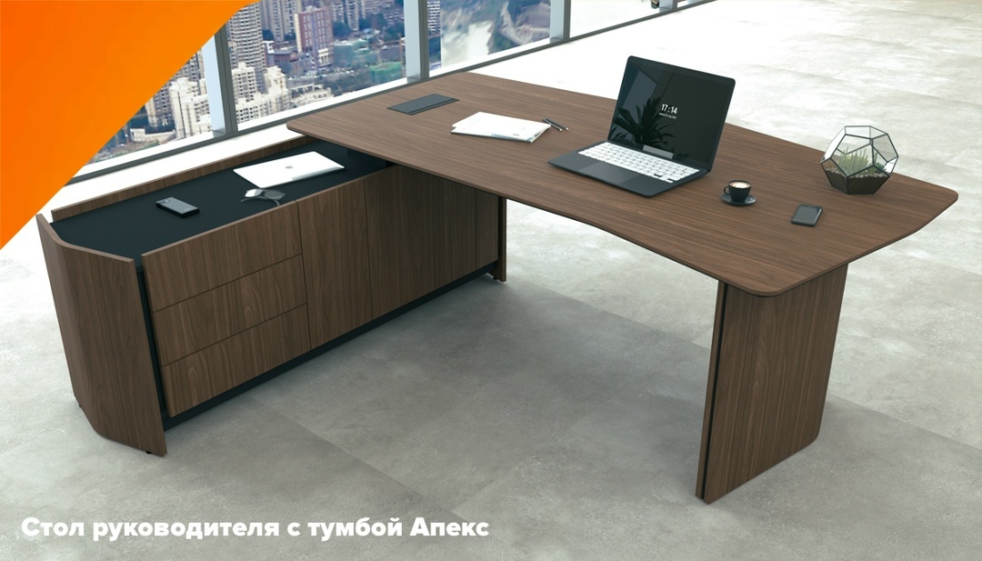 Стол руководителя с тумбой Апекс