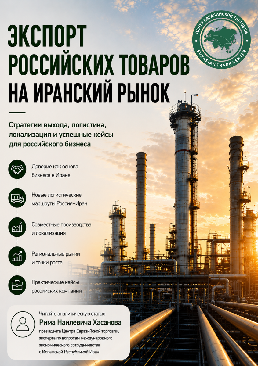 В статье рассматриваются ключевые экспортные ниши, особенности ведения бизнеса на иранском рынке, логистические решения и практические модели выхода для российских компаний. Особое внимание уделено возможностям  локализации производства, промышленной кооперации и долгосрочного присутствия на рынке Ирана.