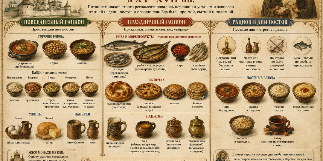 Русская монастырская трапеза в XV-XVII вв. Что ели монахи?