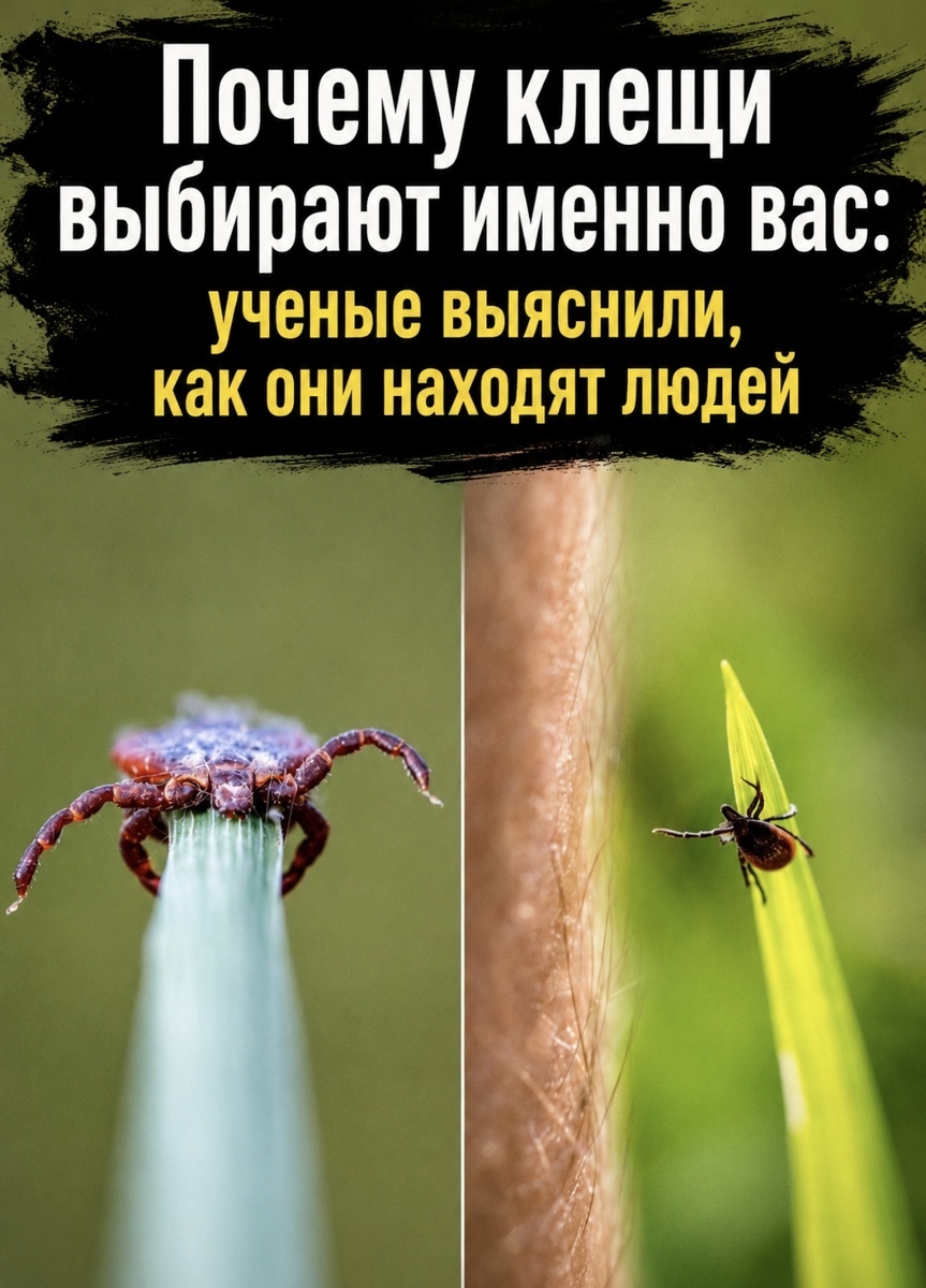 Клещ ждет и ищет жертву.