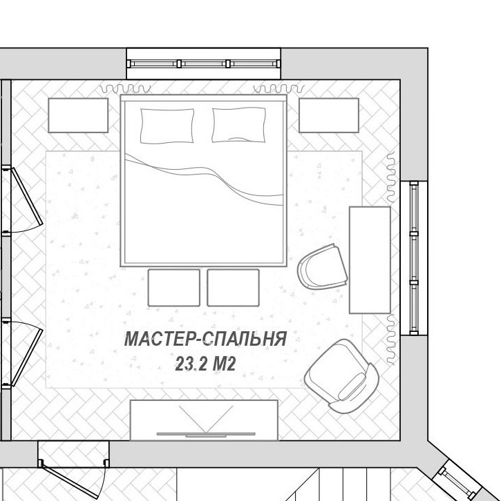 План спальни по проекту студии Ko&Vo Interiors Decoration
