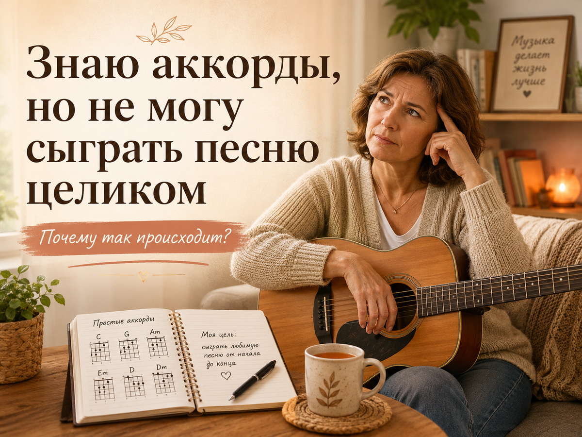 Знаю аккорды, но не могу сыграть песню целиком