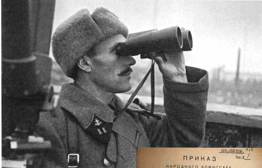 Командир дивизиона 2-го гвардейского зенитно-артиллерийского полка гвардии майор Н.М. Поляков. КБФ, 1942 г. Фото В. Хохлова. Коллекция В. Воскобойникова.
