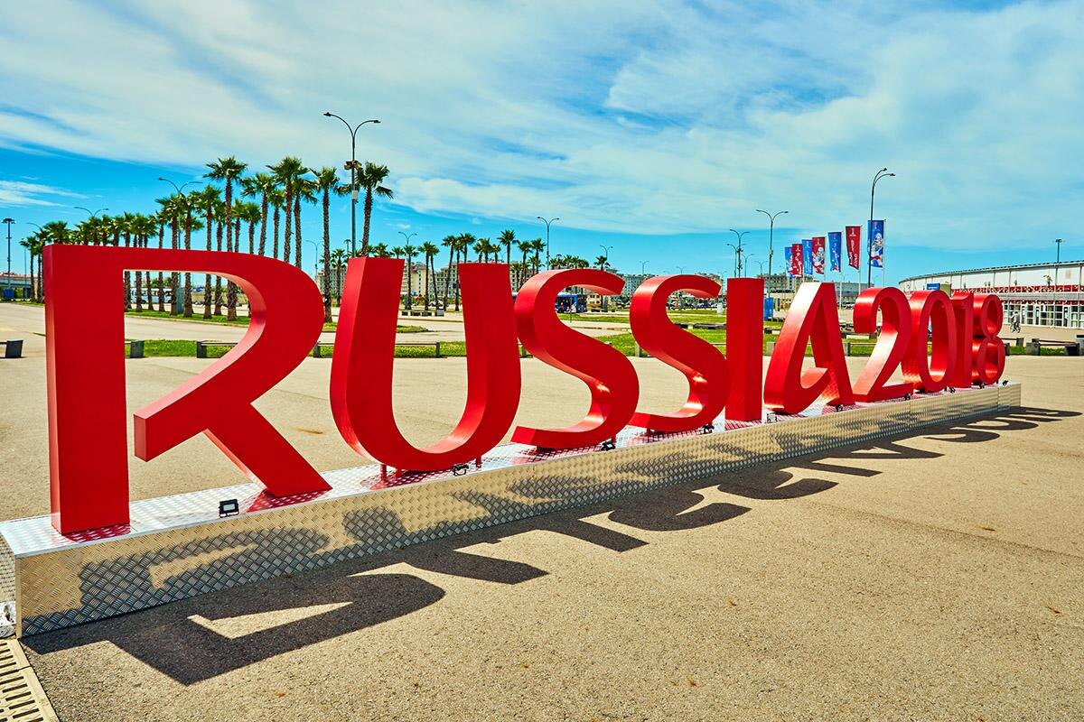Ewa Studio / Shutterstock / FOTODOM📷Надпись «РОССИЯ 2018», символизирующая чемпионат мира по футболу FIFA