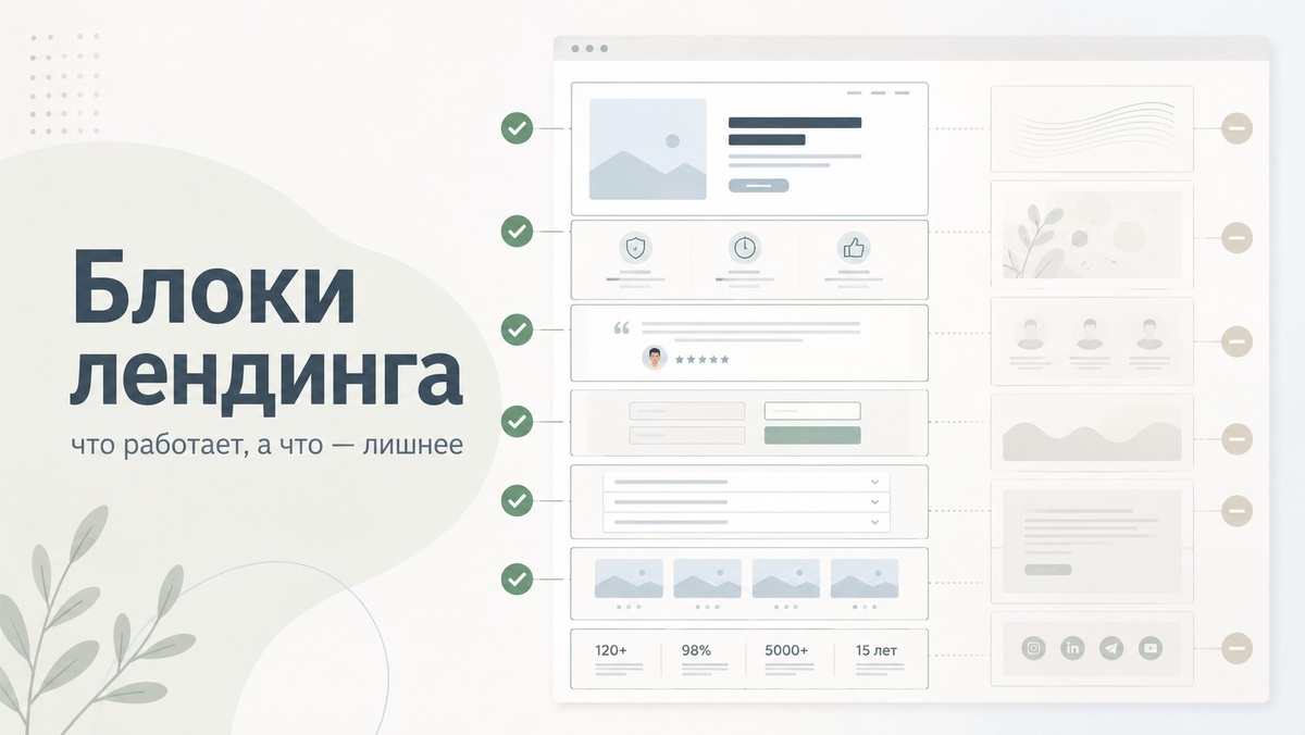 Стандартные блоки лендинга: что реально работает, а что только занимает место