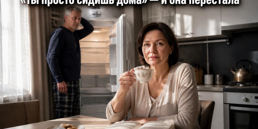 «Я устаю на работе, а ты просто дома сидишь!» — сказал он в пятницу вечером. В понедельник утром он не нашёл ни чистой рубашки, ни завтрака