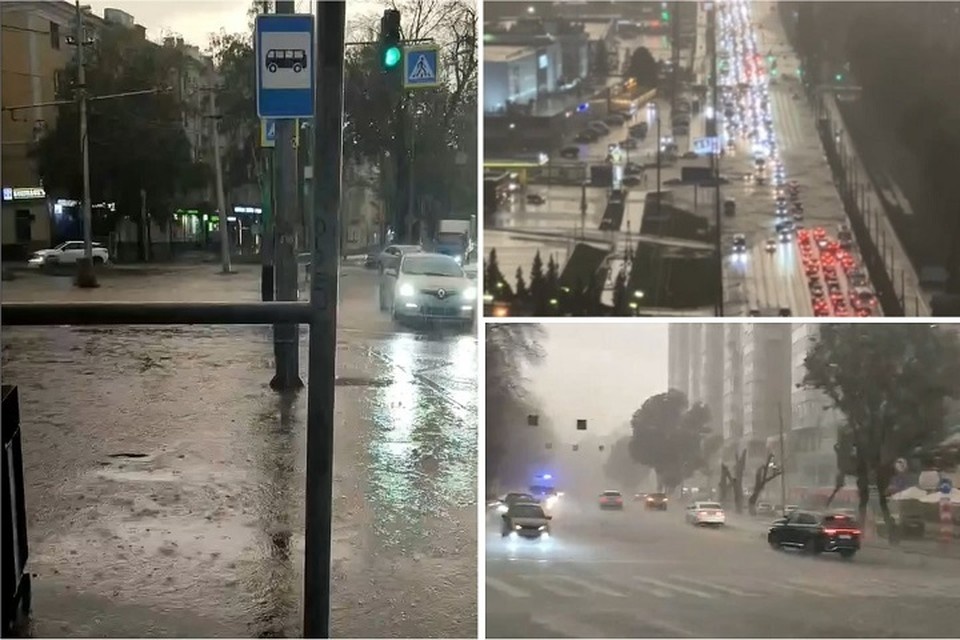    Дороги Самары ушли под воду после ливня.