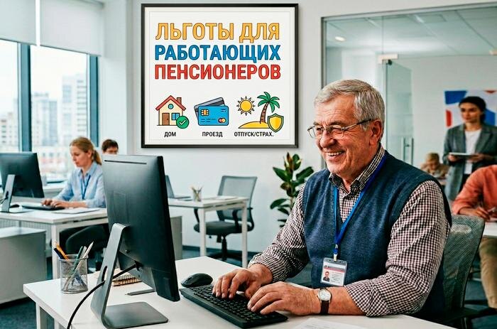 Работающие пенсионеры имеют право на ряд льгот. Обложка © Gemini Nano Banana