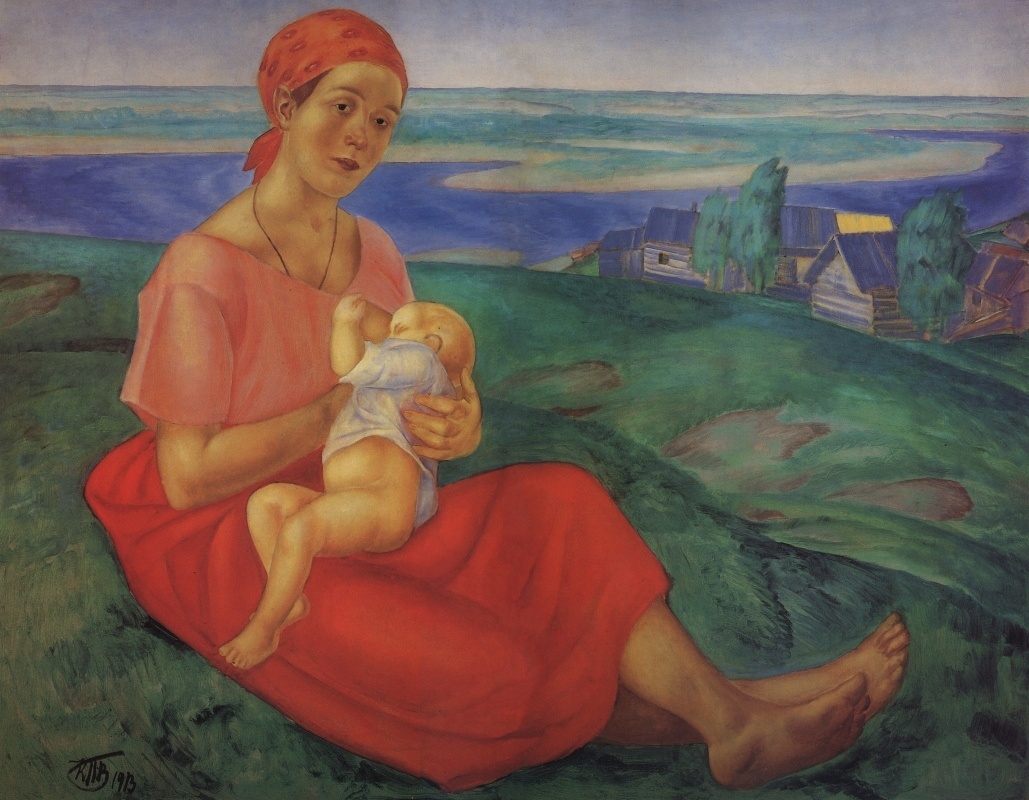 К. С. Петров-Водкин «Мать», 1913 год. Холст, масло. Размер: 102×134 см. Государственная Третьяковская галерея, Москва. Фото картины взято из открытого источника.