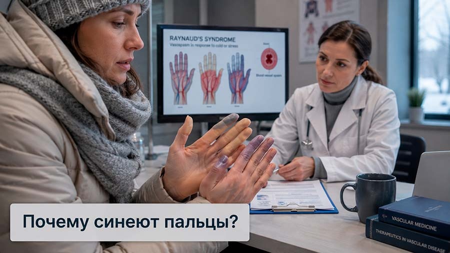 Пальцы белеют и синеют на холоде? Иногда это не просто реакция на мороз, а сосудистое нарушение, связанное с аутоиммунными болезнями и спазмом артерий.