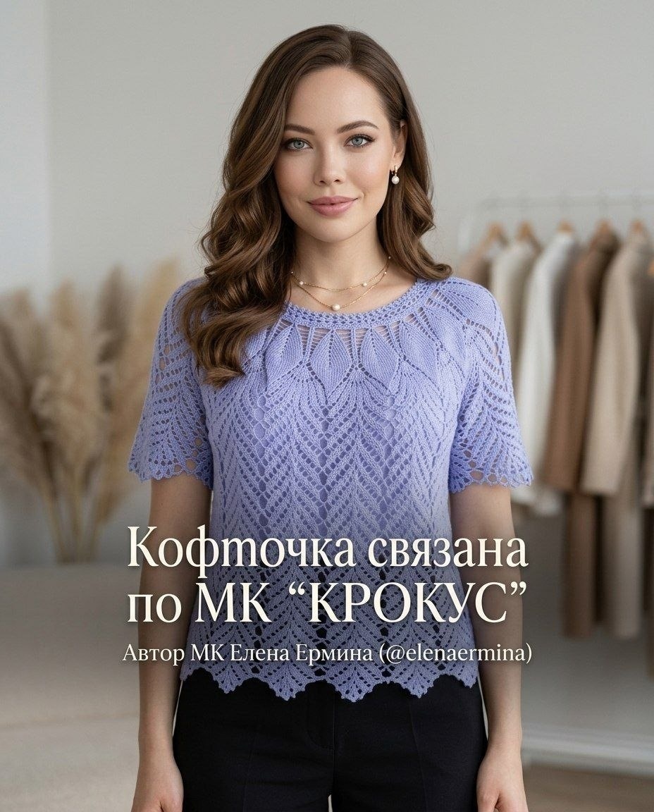 Фото автора МК "КРОКУС" по вязанию летней кофточки, туники - Елена Ермина @elenaermina 