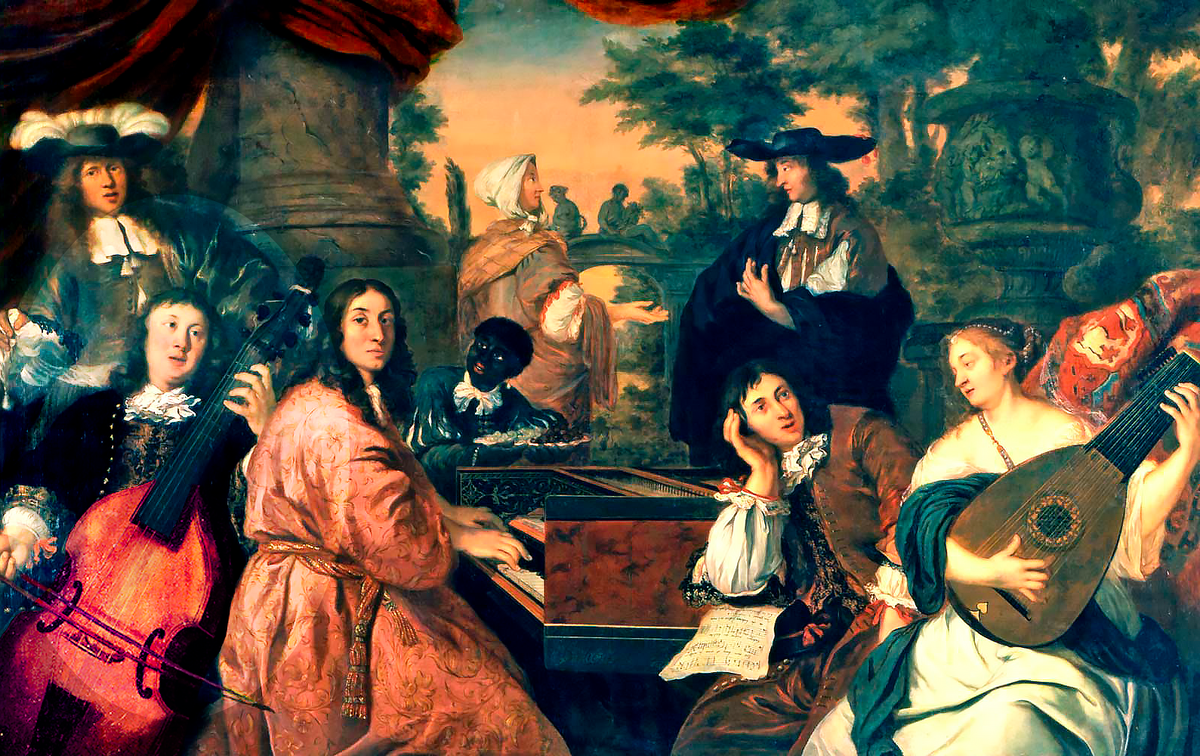 Картина И. Ворхута «Домашнее музицирование» (1674), Слева снизу изображён Дитрих Букстехуде,  CC BY-SA 4.0 