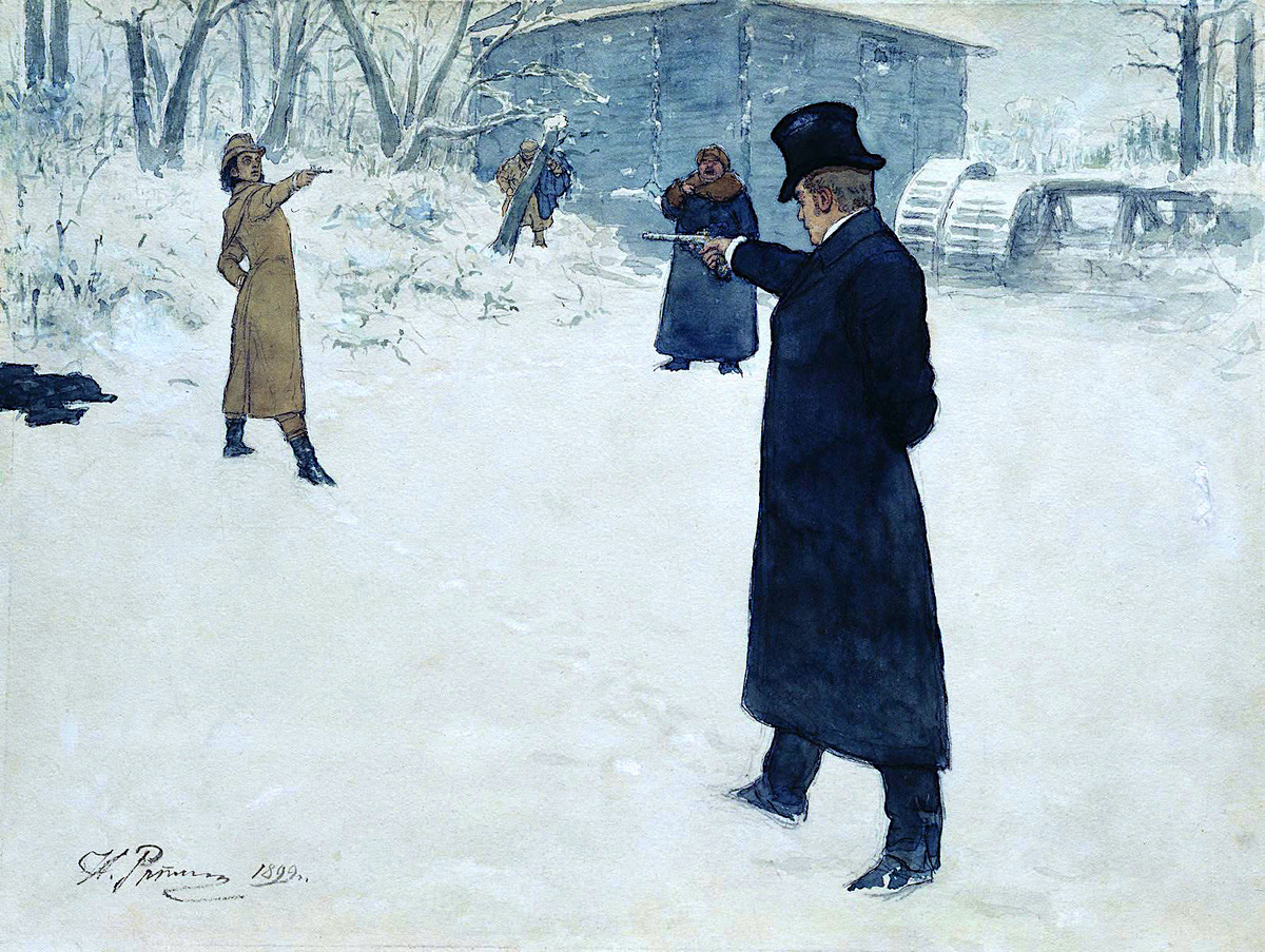 Дуэль Онегина и Ленского. Илья Репин. 1899 год.