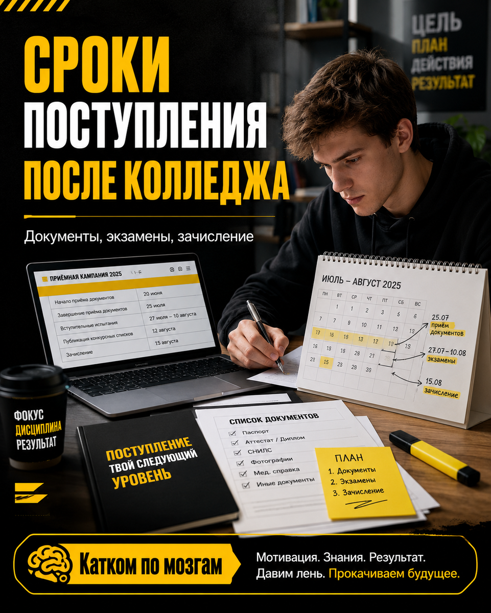 сроки поступления после колледжа в вуз 2026, сроки поступления после СПО, когда подавать документы после колледжа, документы для поступления после колледжа, внутренние экзамены после СПО, сроки внутренних экзаменов после колледжа, заочка после колледжа, сроки поступления на заочку после колледжа, поступление на заочную форму после СПО, помощь при поступлении после колледжа, сопровождение поступления