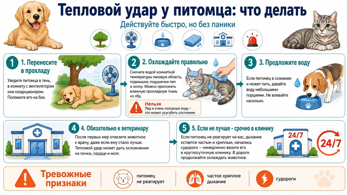    Что делать, если у питомца тепловой удар