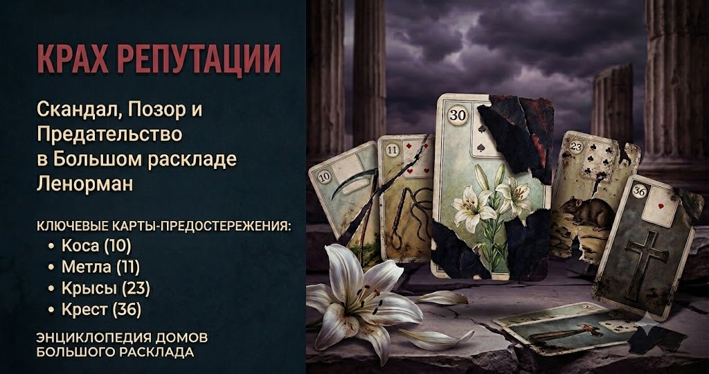 Крах репутации в Ленорман. Какие карты в 30 доме Лилий предупреждают о позоре, судах и предательстве покровителей?