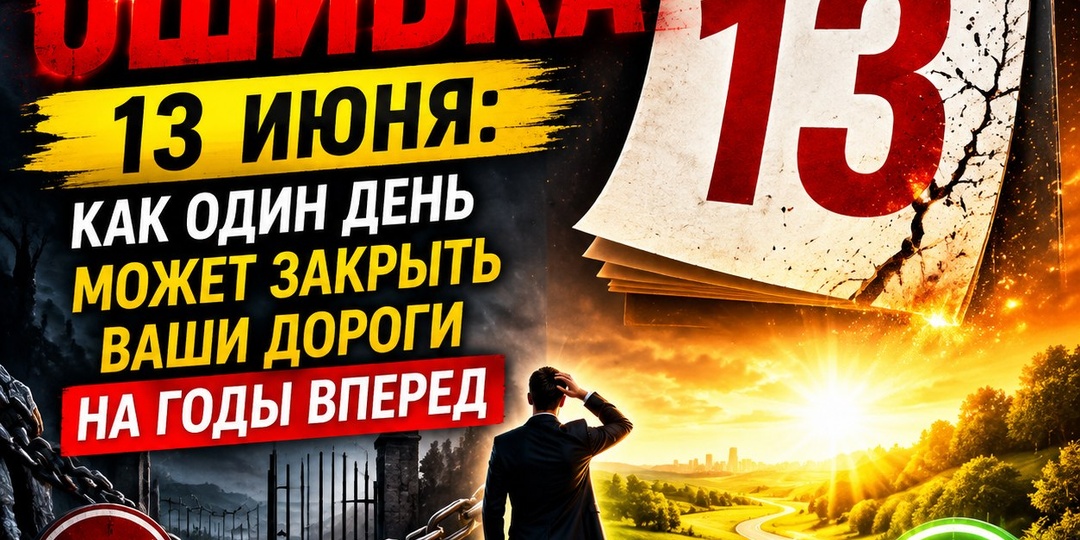 Роковая ошибка 13 июня: как один день может закрыть ваши дороги на годы вперед.
