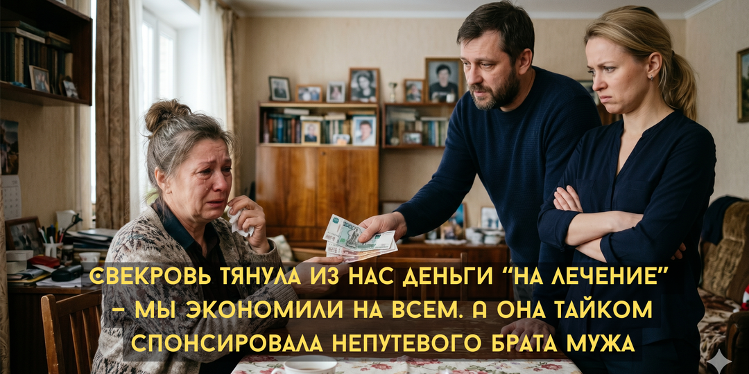 Свекровь тянула из нас деньги на лечение — мы экономили на всем. А она тайком спонсировала непутевого брата мужа