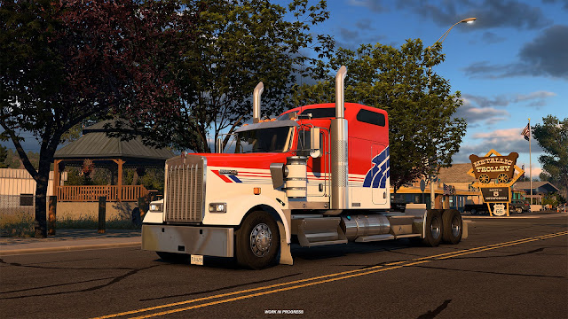 Kenworth W900 с раскраской TourAmerica в American Truck Simulator. Скриншот: SCS Software.