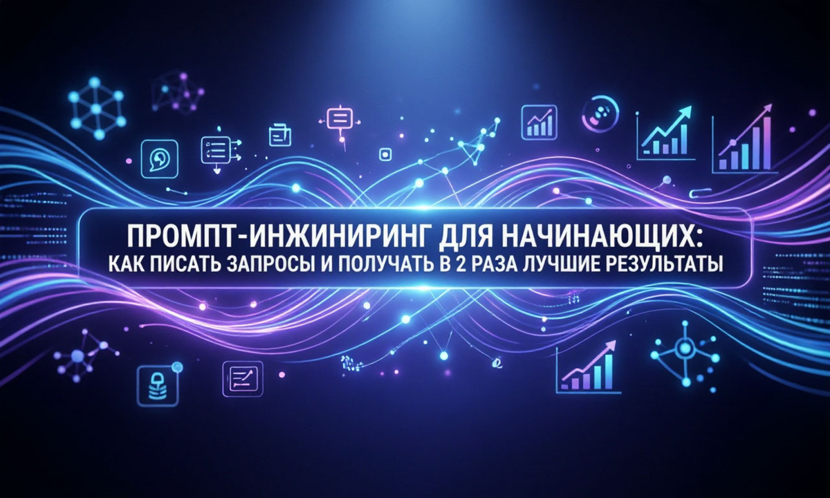 Обложка статьи "Промпт-инжиниринг для начинающих:". Сгенерировано в Алиса ИИ.