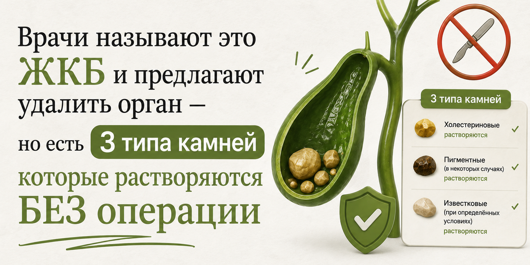 Врачи называют это ЖКБ и предлагают удалить орган — но есть 3 типа камней которые растворяются БЕЗ операции