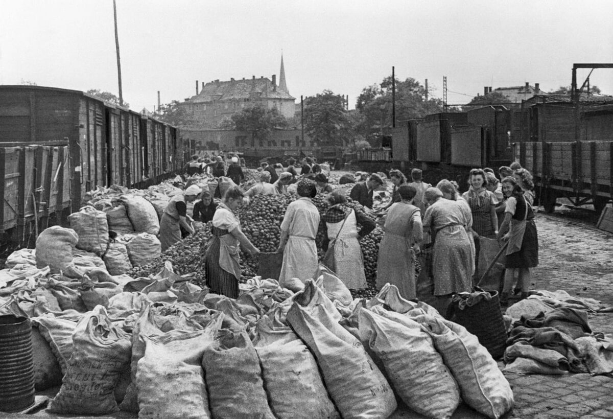 Май 1945 г., бесплатная выдача картофеля советской военной администрацией жителям Берлина