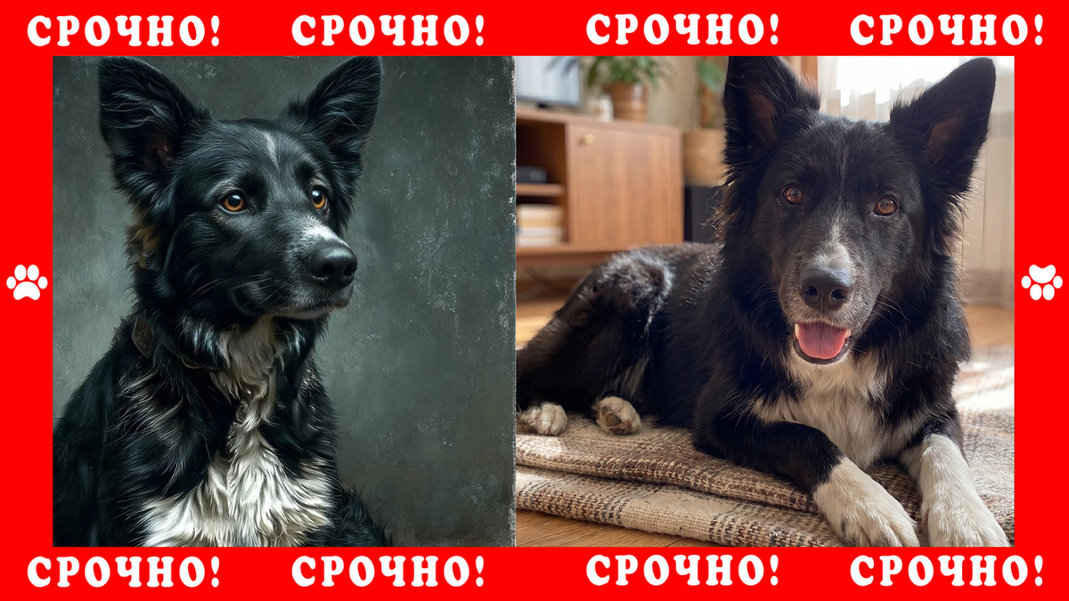 В Балашихинском районе пропала собака, черная с белыми пятнами