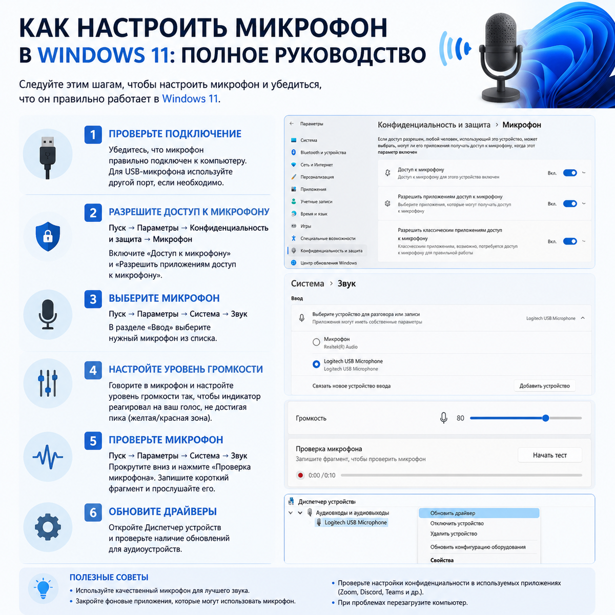 Как настроить микрофон в Windows 11: Полное руководство.