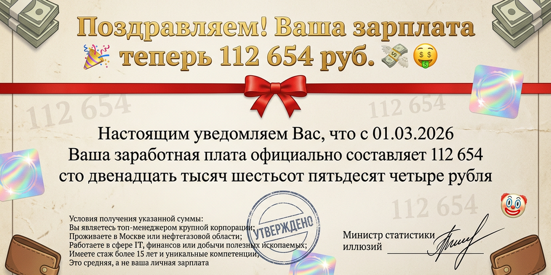 Поздравляем! Ваша зарплата теперь 112 654 рубля. Правда, вы об этом не знали