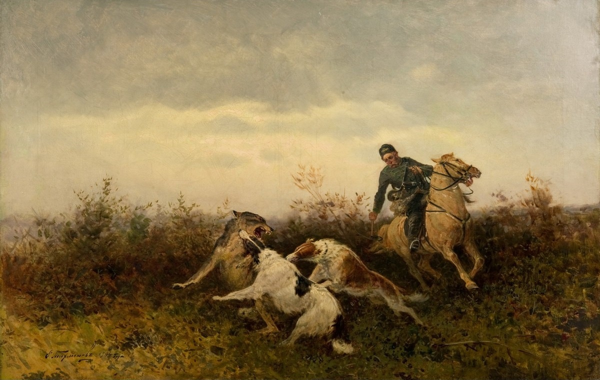 Отто Эрельман, «Два борзых на террасе», 1909 год