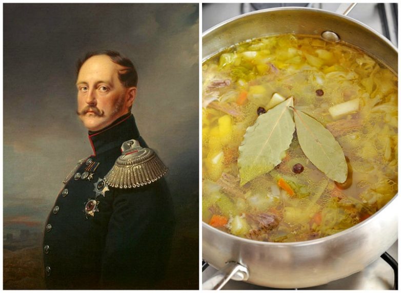 Николай I и любимыф им капустный суп(щи). https://ru.pinterest.com/pin/616993217674080405/

