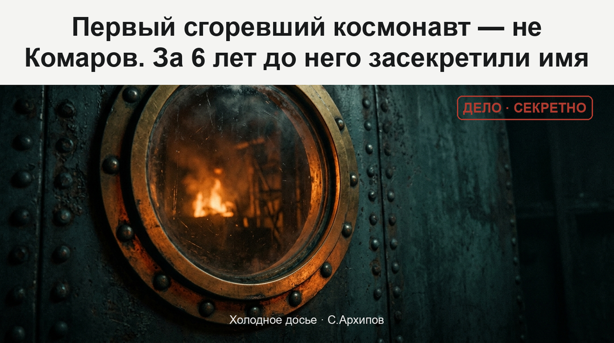 Иллюминатор сурдобарокамеры с отблеском огня внутри — здесь 23 марта 1961 года сгорел кандидат в космонавты Валентин Бондаренко.