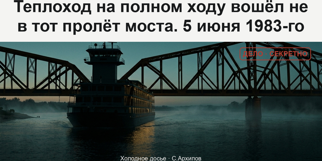 Теплоход на полном ходу вошёл не в тот пролёт моста. 5 июня 1983-го