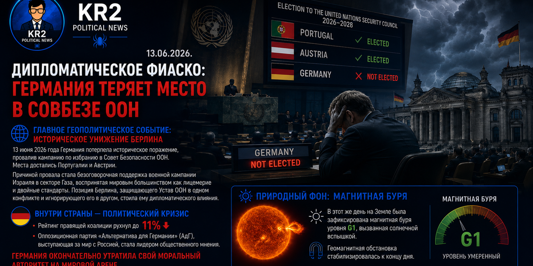 13.06.2026. — «Дипломатическое фиаско: Германия теряет место в Совбезе ООН»