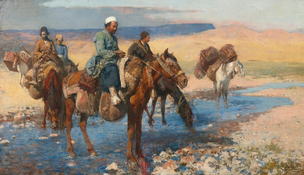     Эдвин Лорд Уикс. Лошади на переправе - Персия. 1894-1895   
undefined