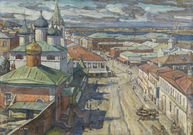 Пётр Петровичев. «Вид на церковь Иоанна Крестителя на Рождественской улице в Нижнем Новгороде». 1919