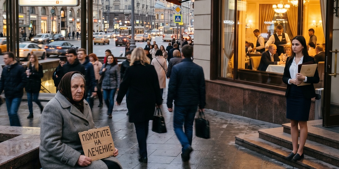 Мать просила милостыню у метро, а дочь работала в дорогом ресторане напротив
