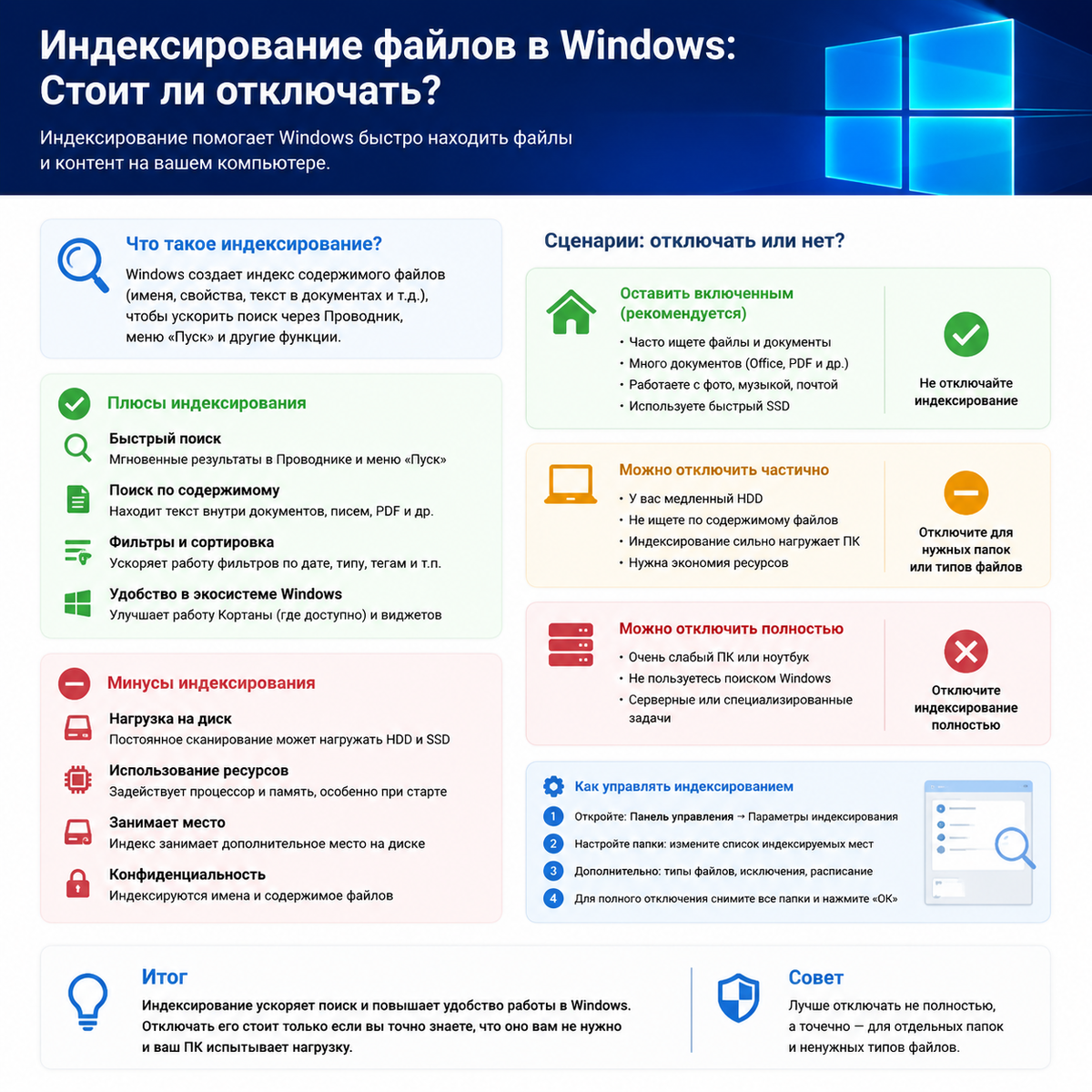 Когда стоит задуматься об отключении индексации?